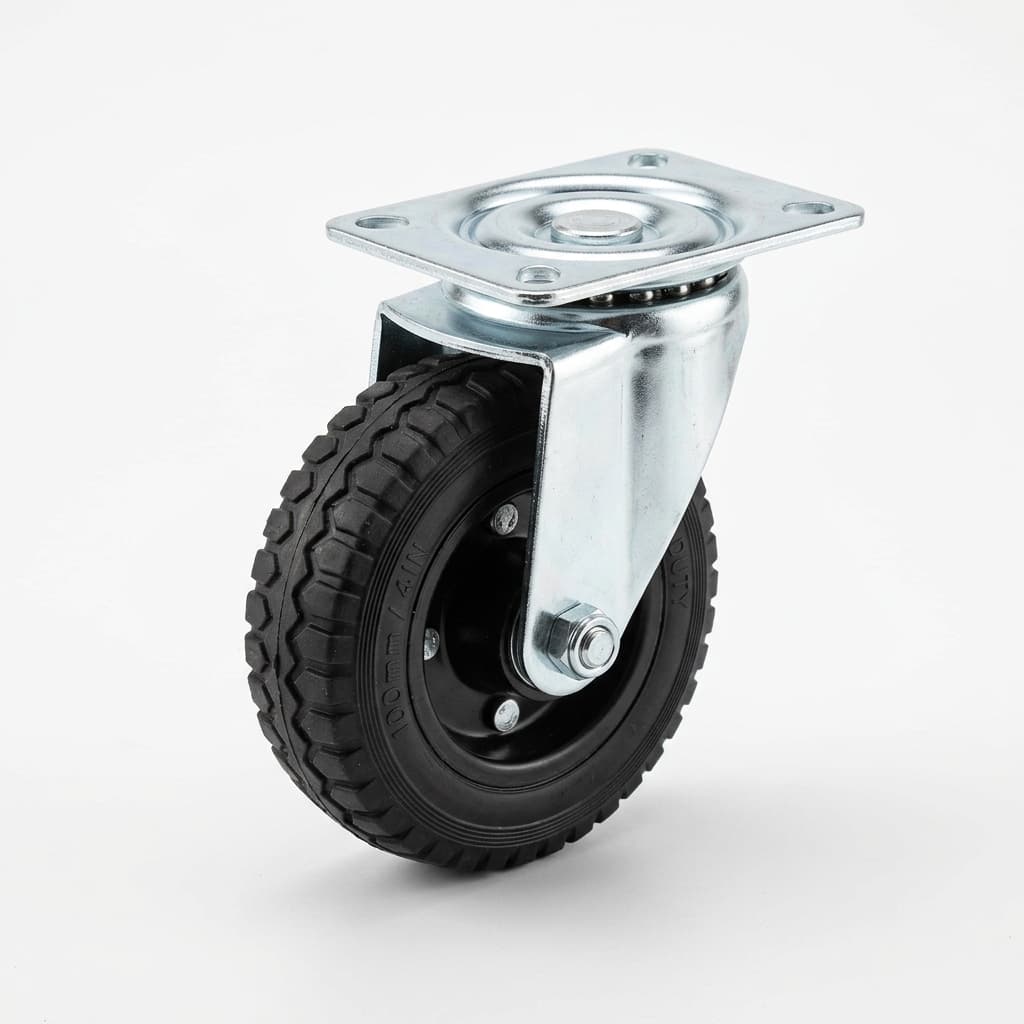 Industrial Elastic Rubber Swivel Caster 100mm (Noise Dampening)