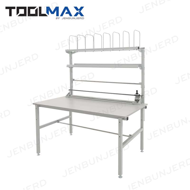 Heavy Duty Industrial Packaging Workstation Bench with Roll Dispenser & Upper Shelf