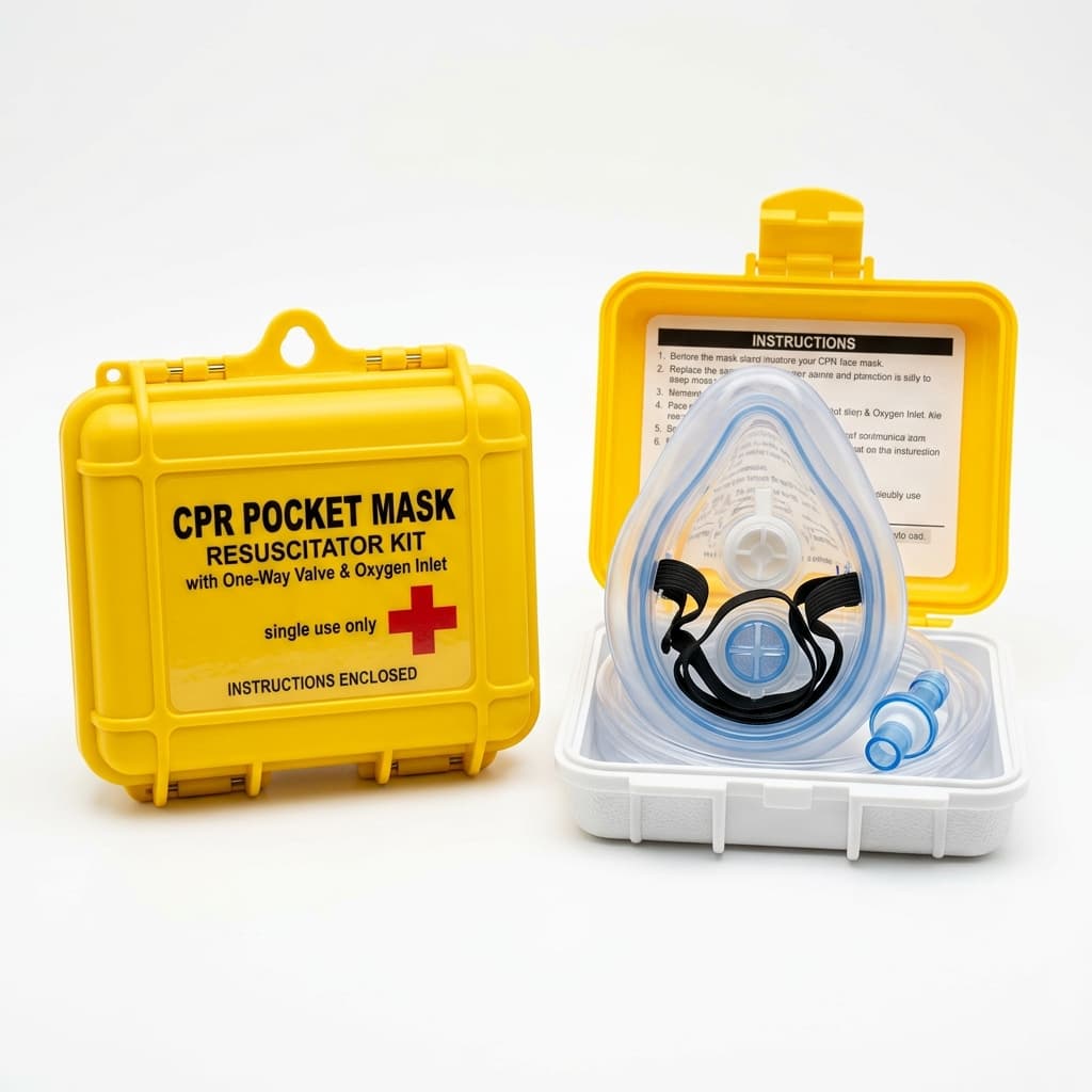 Emergency Pocket CPR Resuscitation Mask with One-Way Valve & Hard Case