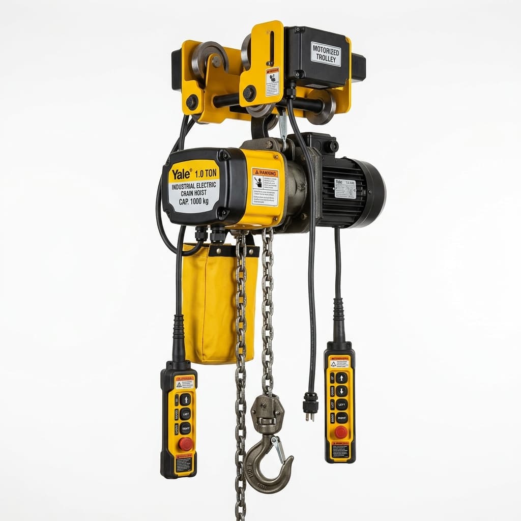 Heavy Duty Electric Chain Hoist 1.0 Ton (6m Lift Height, 3-Phase with Motorized Trolley)