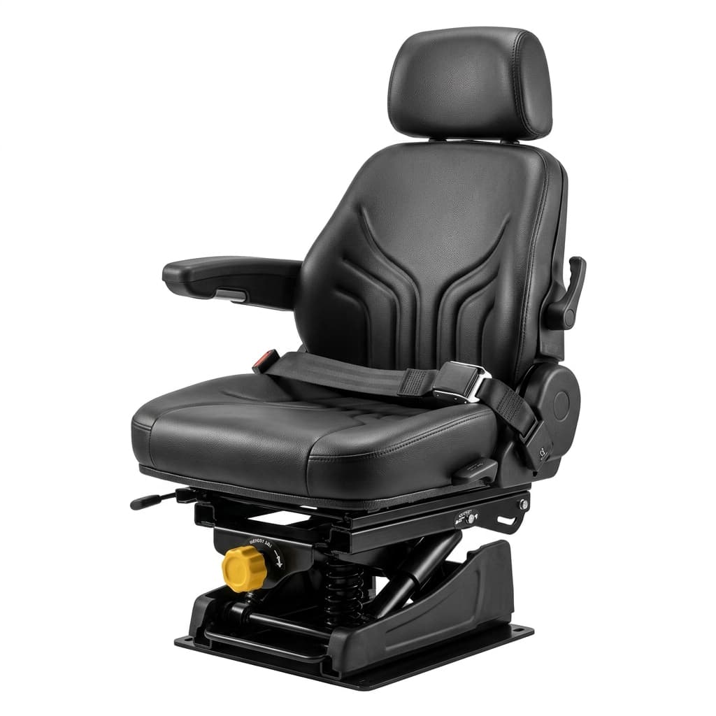 Ergonomic Full Suspension Forklift Operator Seat with Retractable Seatbelt