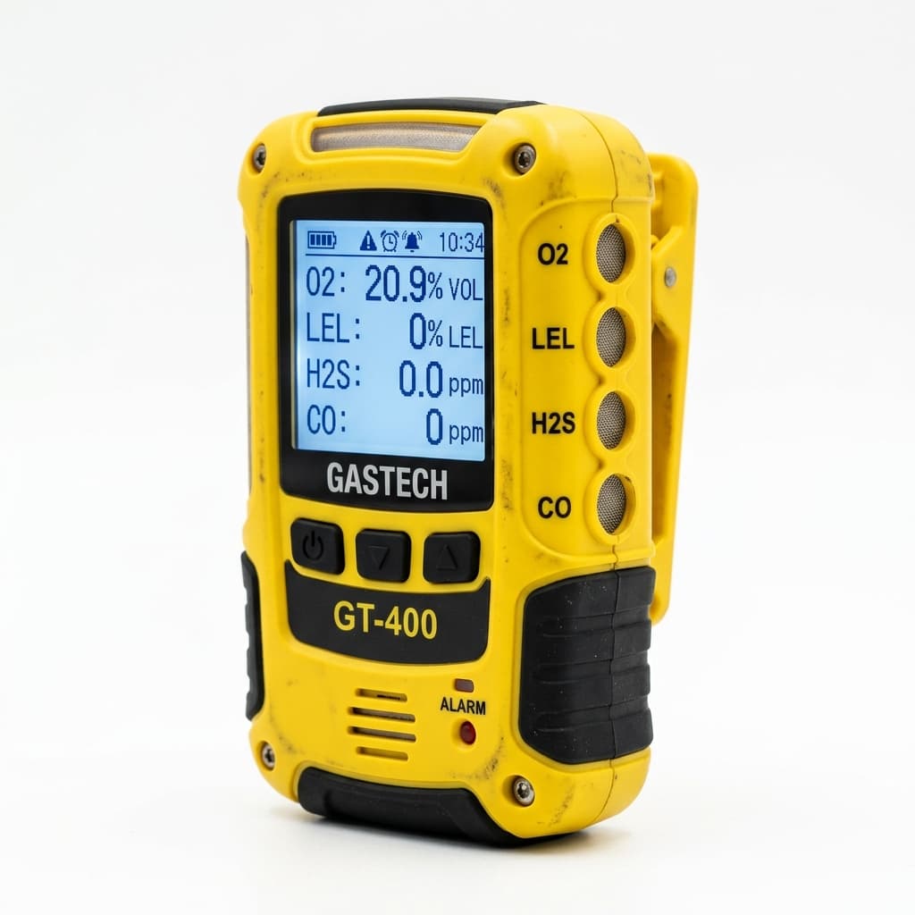 Portable 4-Gas Detector Monitor (O2, LEL, CO, H2S with Sound/Light/Vibe Alarm)