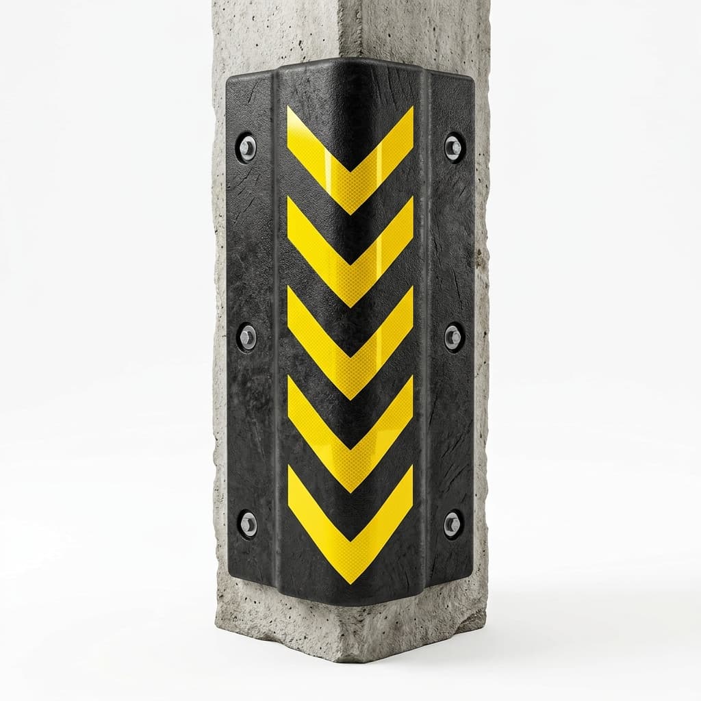 HIPPO Rubber Column Corner Guard with Chevron Reflective Bands (H800 mm)