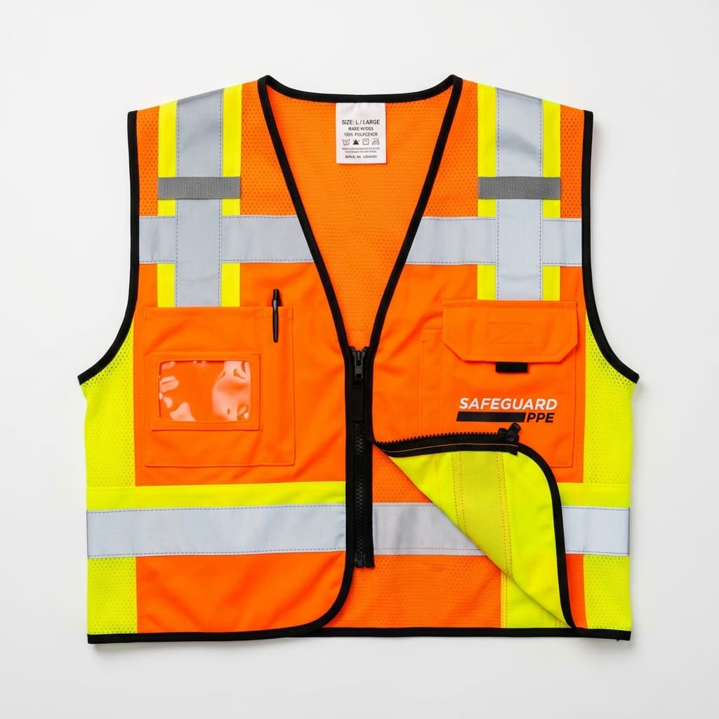 High Visibility Reflective Safety Vest (Fluorescent Lime with Zipper)