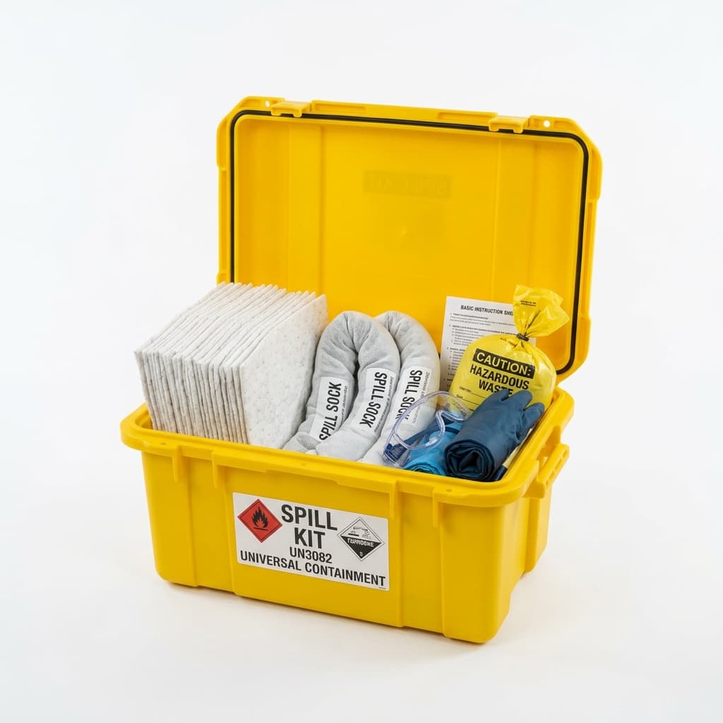 Mobile Emergency Chemical & Oil Spill Response Kit 120 Liters (Yellow Wheeled Drum)