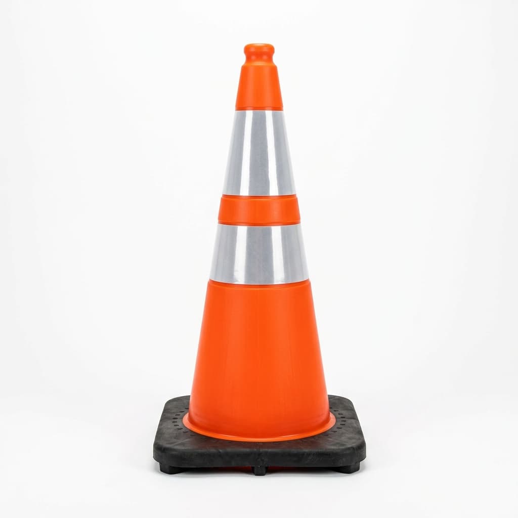 Traffic Safety Cone 750mm Heavy Rubber Base with Double Reflective Collars