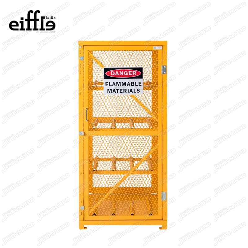 Gas Cylinder Security Storage Cage - 4 Cylinders with Warning Signage