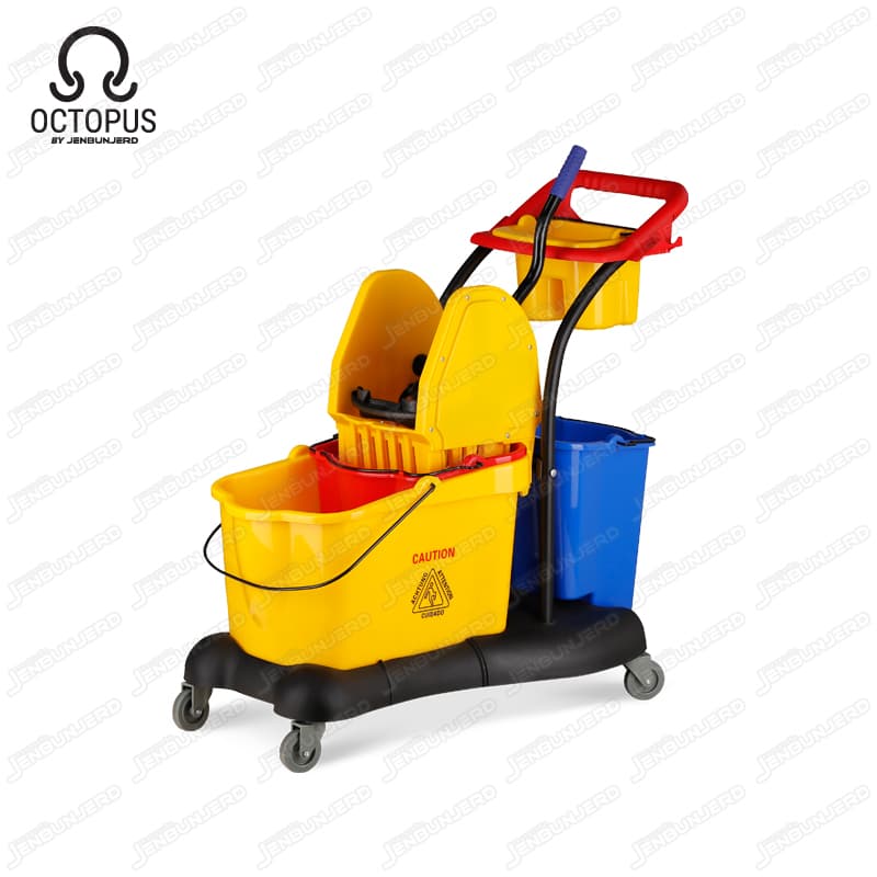 Triple-Bucket Hospital & Hotel Janitorial Cleaning Trolley System 81 Liters